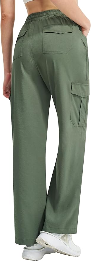 Women's Cargo Hiking Pants Lightweight Casual Quick Dry Straight Leg Camping Travel Pant for Work Golf with Multi-Pocket