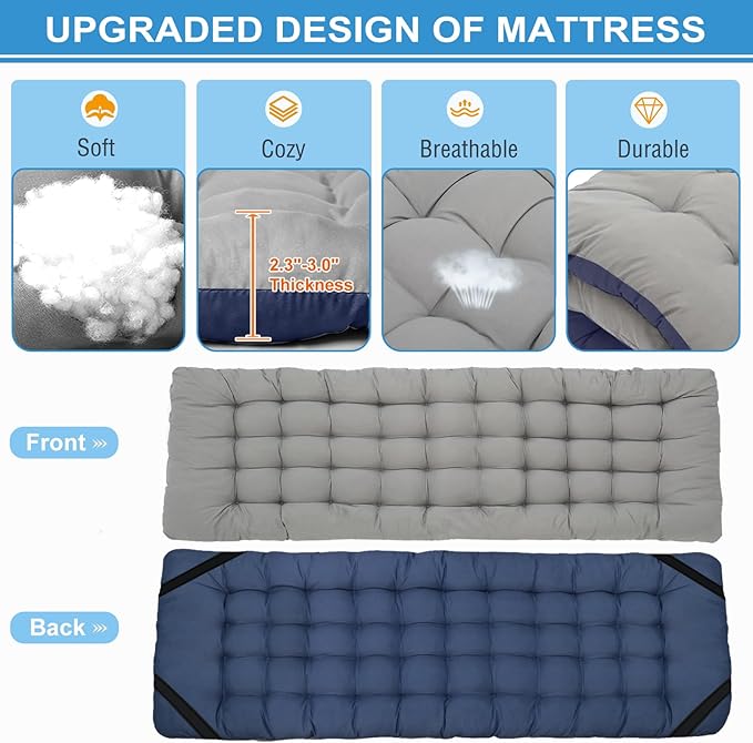 DoCred Oversized XXL Folding Camping Cot with Mattress, Heavy Duty Sleeping Cot Bed Portable Adults Outdoor Bed with Carry Bag, Travel Camp Cots