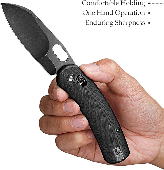 Lamb-03B, Folding Pocket Knife for Men, Crossbar Lock,3” N690 Steel Blade,Black G10 Handle,Outdoor Camping EDC Tool