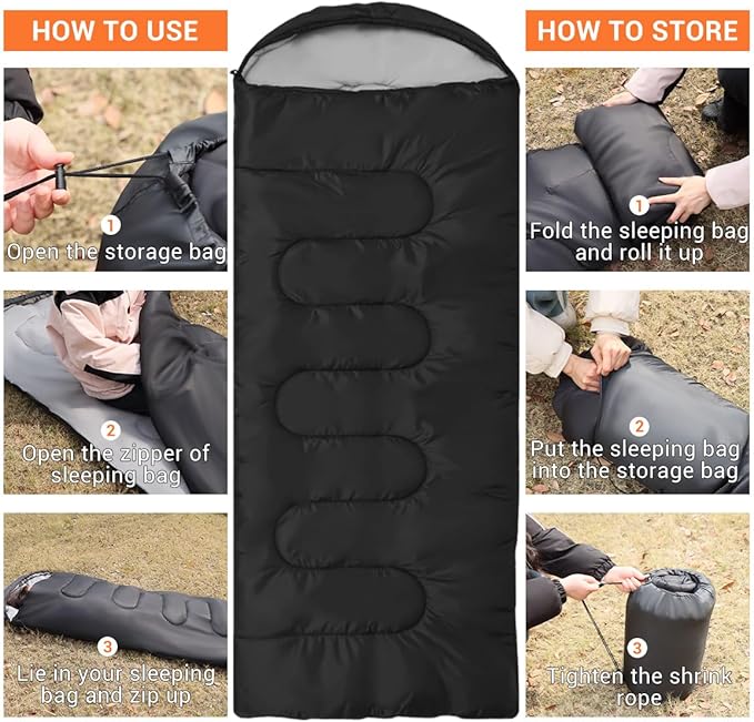 Adult Single Sleeping Bag Gray Heated 5 Heating Zones 3 Adjustable Heating for Cold Weather with Compression Bag