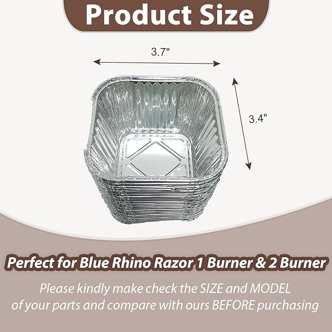 30-pack Grease Cup Liners for Blue Rhino Razor 1 Burner 2 Burner 3 Burner Griddle Grills, Grease Tray Catcher Liner for Razor GGC2030M,GGC2030L, GGC2228MG Griddle Disposable Aluminum Foil Pans