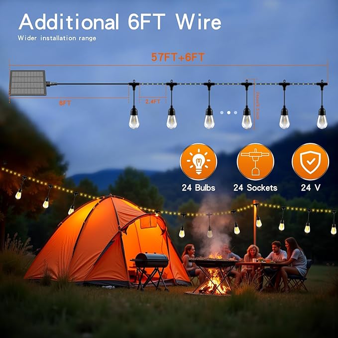 63FT Multi-Function Solar LED String Lights for Outdoor Use - 13 Lighting Modes | Waterproof IP65 | Remote Timer | Perfect for Christmas Decor | Warm White | Transparent Wire Design
