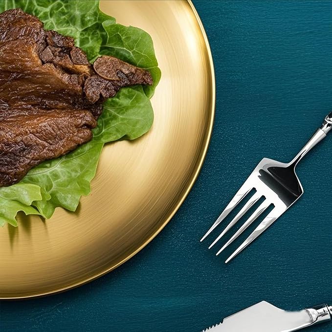18/8 Stainless Steel Dinner Plate for Main Dishes, Grilled Meat, Dessert, Salad, and Fruit - 9 Inches (23 cm) Large Capacity(Gold-8PC)