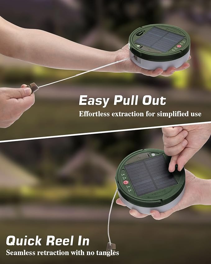 Anpro 4 in 1 Solar Camping String Lights, 39.4Ft Ultra Long String with 150LEDs, 3600mAh Solar Powered and USB Rechargeable Light with Remote Control, Portable Camping Light for Hiking, Decorations