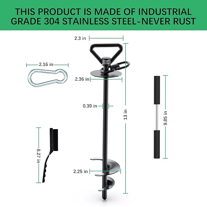 TOMBABY Dog Tie Out Stake-Heavy Duty 304 Stainless Steel Dog Runner, Ground Anchor with 360° Swivel & Anti-Tangle,Use Any for to 150LBS Dogs- Dog Stakes for Outside Camping, Suitable for Any Dog Cable