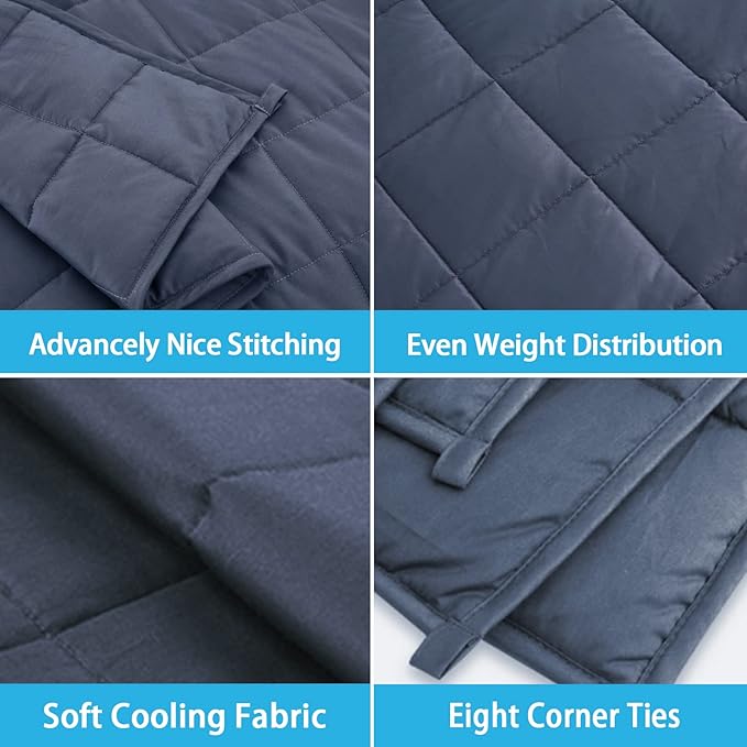 Cooling Weighted Blanket for Adults Twin Size (Dark Grey,48"x72",15lbs), Breathable Heavy Microfiber Blanket with Premium Glass Beads All-Season Soft Thick Blanket