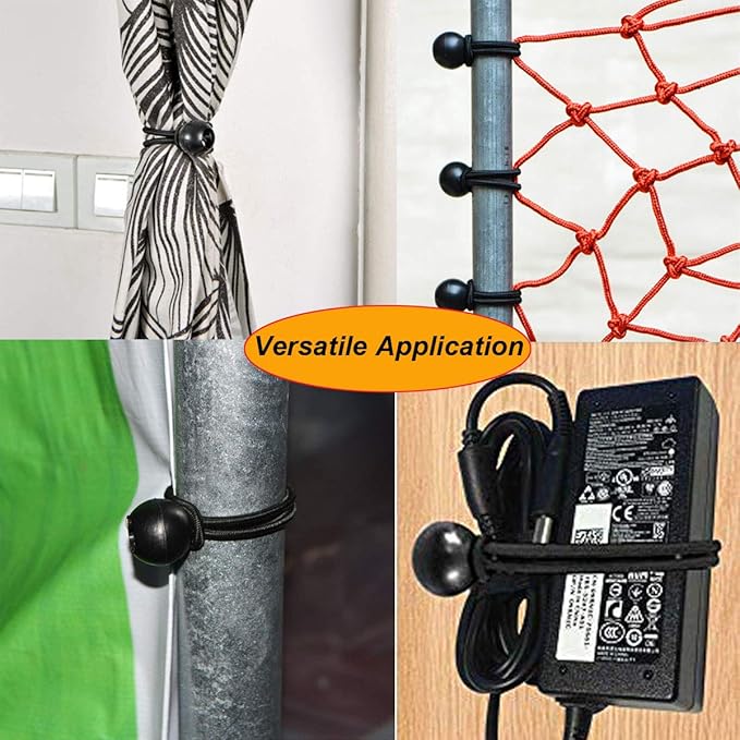 Ball Bungee Cords, 20 Packs, 9 Inch Black Tie Down Cords for Tarp, Canopy Shelter, Wall Pipe, UV Resistant