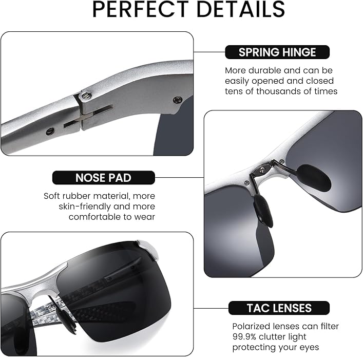 DUCO Mens Sunglasses Polarized Sports Fishing Running Driving Carbon Fiber Sunglasses for Men UV400 Protection DC8277