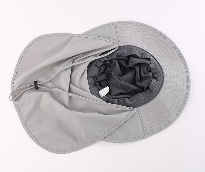 Home Prefer Outdoor UPF50+ Mesh Sun Hat Wide Brim Fishing Hat with Neck Flap Sun Hat for Men Women