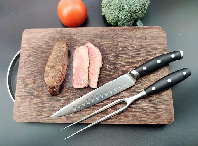 Carving Fork, Meat Fork, 12 Inch Cooking Fork, Stainless Steel BBQ Fork, Long Metal Chef Pro Kitchen Forks for Barbecue, Serving, Cooking, Grilling, Roasting