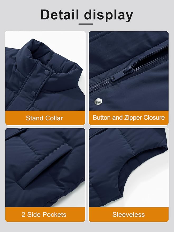 MAGCOMSEN Women's Puffer Down Vest Oversized Zip Up Outerwear Lightweight Winter Padded Gilet Jacket with Pockets