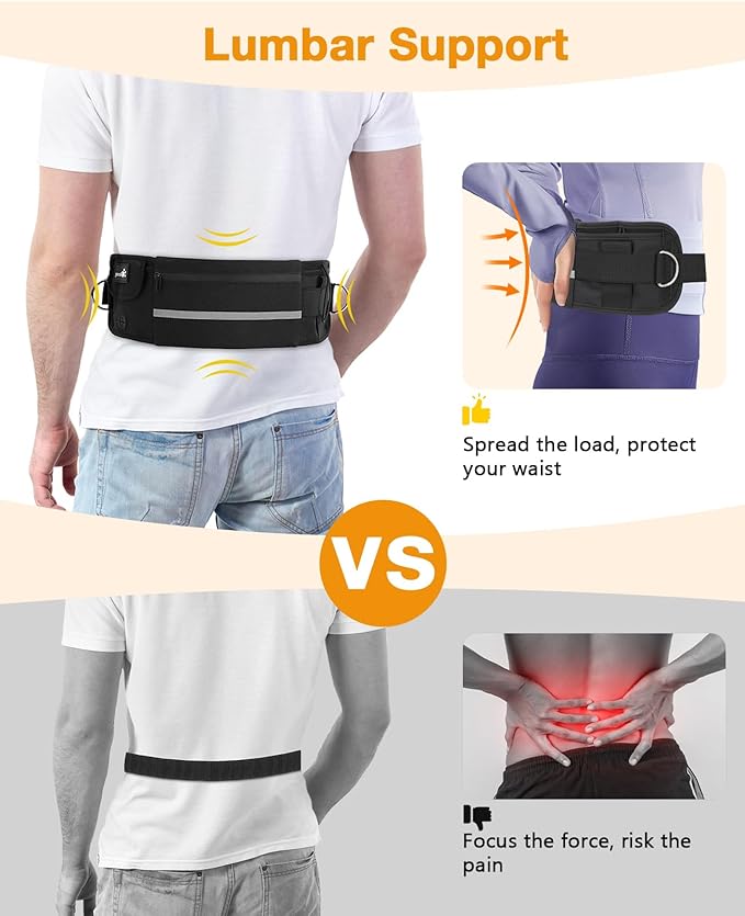 Pecute Dog Leash Hands Free with Pouch, Waist Belt Fanny Pack with Soft Pads, Dual Handles and Durable Bungee for Walking, Dog Seat Belt, Hiking, Running, Training, Black(Up to 180lbs)