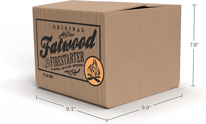 Fatwood Fire Starter Sticks 10lb Box - Indoor or Outdoor All Natural Pine Fire Starters for Campfires, Fireplace, Firepit, Wood Stove, or BBQ Grill - Kindling Wood Firewood Lighter by Pure Garden