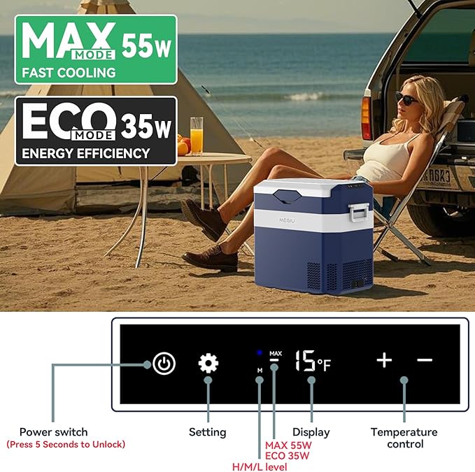 12 Volt Refrigerator Car Fridge Portable 12V 40 Quart Freezer Compressor Cooler 12V/24V DC 110~240 V AC for Truck Van RV Camper SUV and Home Use