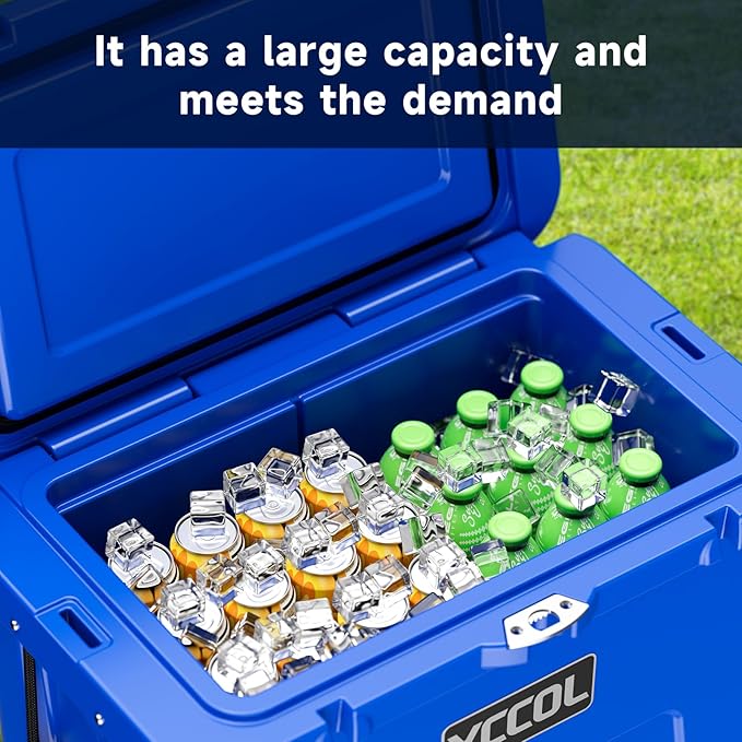 48 Quart Cooler with 72 Hours Ice Retention, Large Insulated Cooler with Built-in Bottle Opener & Drain Plug, Duty Outdoor Cooler for Camping, Beach, Picnic, Fishing, Barbecue