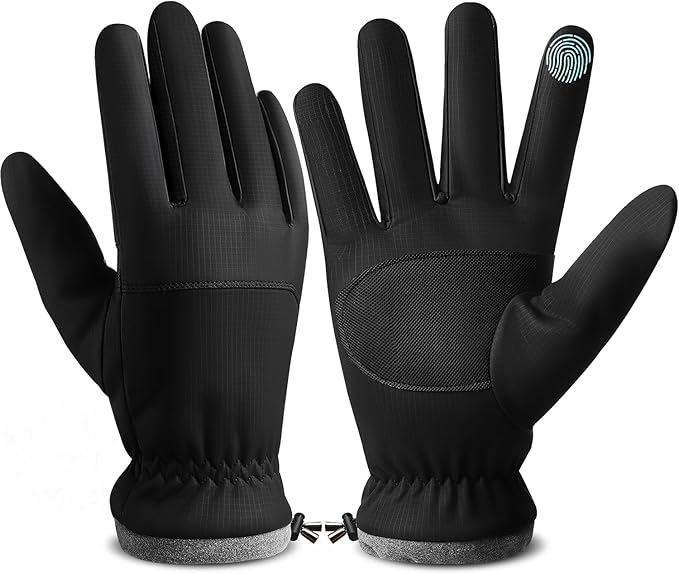 Winter Waterproof Gloves for Women: Water Proof Touch Screen Gloves for Men Running Hiking, Cold Weather Touchscreen Gloves for Phone Texting, Warm Snow Water Resistant Thermal Gloves Black