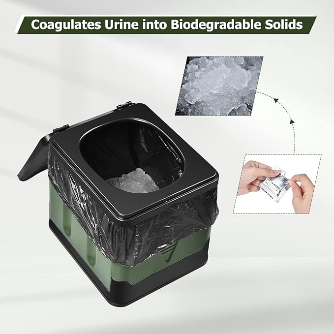 Portable Foldable Camping Toilet for Adult, Large Travel Porta Potty for Men&Women, Car/Caravan/Camper Toilet/Travel/Mobile Toilet, Lightweight & Multifunctional