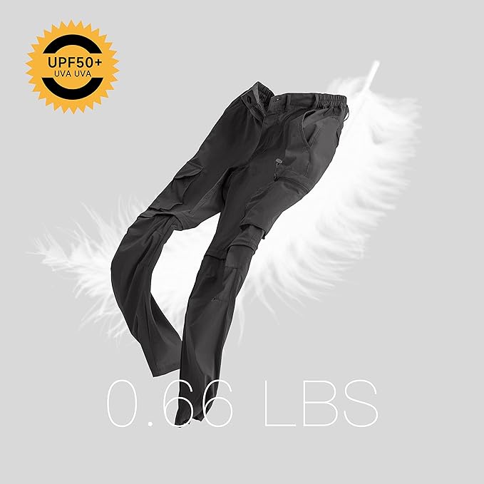 Gash Hao Mens Hiking Convertible Pants Outdoor Waterproof Quick Dry Zip Off Lightweight Fishing Pants