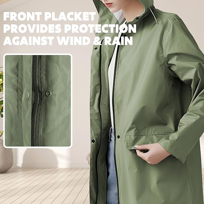 ANYOO Waterproof Rain Poncho Lightweight Reusable Hiking Hooded Coat Jacket for Outdoor Activities