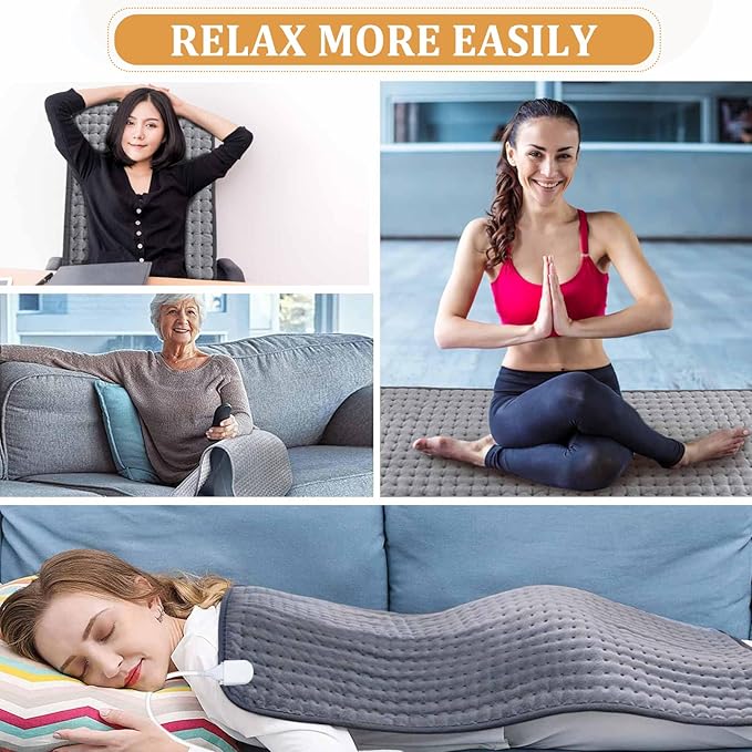 Large Heating Pad,20"x40" Extra Large Heating Pad for Back Pain Relief Electric Heating for Period Cramps Shoulders Knee Leg Pain Relief Moist/Dry Heat Auto Shut Off 10 Heat Setting Machine Washable