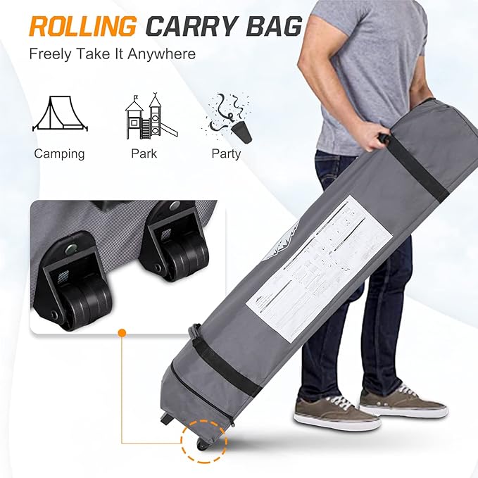 EAGLE PEAK Pop Up Canopy Tent with Wheeled Carry Bag, 8 Stakes, 4 Ropes, 4 Weight Bags, Easy Set Up Tent Canopy, 10x10 ft, 100sqft of Shade, Americana Skull