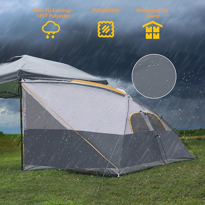 UNP Camping Cube | Pop Up Canopy Side Tent for 10' x 10' Canopies Tent Easy Set Up Gazebo Gray (Canopy/SHELTER NOT Included)