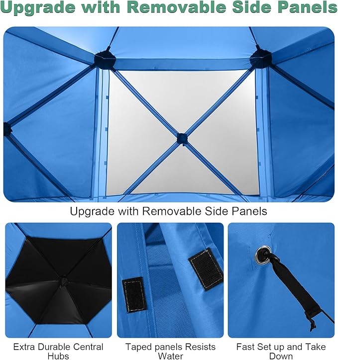 COBIZI 12x12 pop up Gazebo on Clearance Screen Canopy Tent, Camping Outdoor Screened Gazebo with Sidewalls, Portable Hub Tent with Carrying Bag and Ground Stakes, Blue
