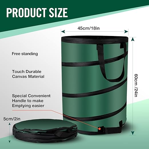 30 Gallon Collapsible/Pop Up Trash Can, Reusable Yard Waste Bags/Lawn and Leaf Bags 18x24in, Waterproof Oxford Cloth Camping Trash Can Collapsible, for Families/Camping/Yard (2Pcs-30 Gallons)