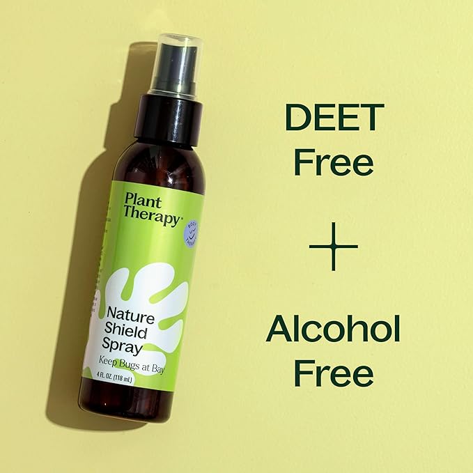 Plant Therapy Nature Shield Spray 4 oz, DEET-Free Outdoor Essential, with Skin-Soothing Aloe & Hydrosols, Refreshing Citronella, Lemongrass & Geranium