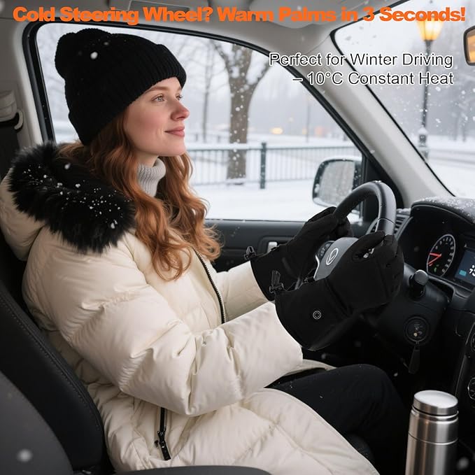 Heated Gloves for Men Women Rechargeable Electric Gloves 7.4V 3200mAh Battery Powered, Waterproof Windproof Thermal Gloves Ideal for Snow Sports, Camping & Skiing Raynaud's Arthritis