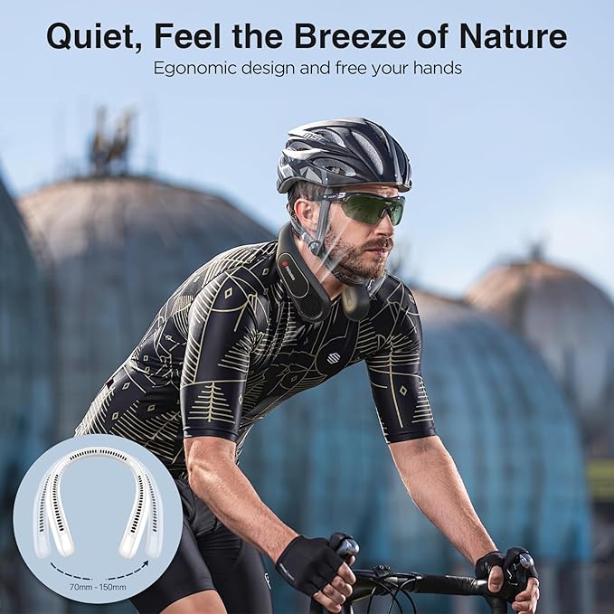 Neck Fan, Hands Free Bladeless Neck Fans Portable Rechargeable, 6000 mAh Battery Operated Wearable Personal Fan, Cooling Neck Fan, 3 Speeds, USB Fan Gifts for Men, Women, Travel, Outdoor