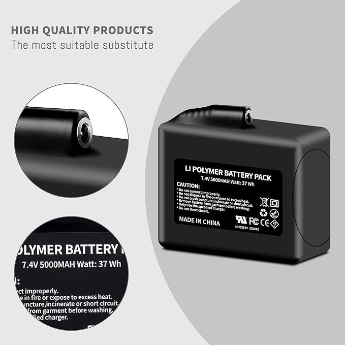 2Pack 5000mAh Lithium-ion Battery Pack for Heated Gloves, Socks, Hats, Mittens, Vest, Jacket, Hand Muff, Boots, Hat, Knee Braces Suit Upgraded Version Battery with 8.4V DC Dual Battery Charger