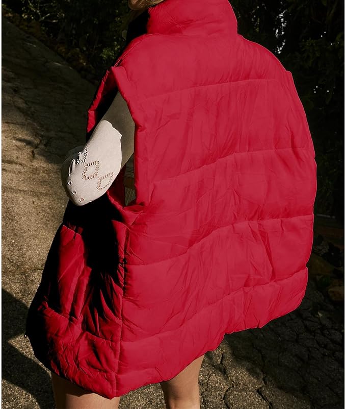 Ainangua Women's Puffer Vest Stand Collar Zipper Sleeveless Jackets Winter Lightweight Vests Warm Padded Jacket Coat