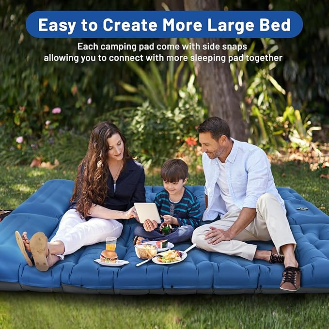 Camping Sleeping Pad, Extra Thick 6 Inch Camping Mat with Pillow Built-in Foot Pump Ultralight Inflatable Sleeping Pads Compact for Hiking Backpacking Camping Traveling Tent, Portable Sleeping Mat