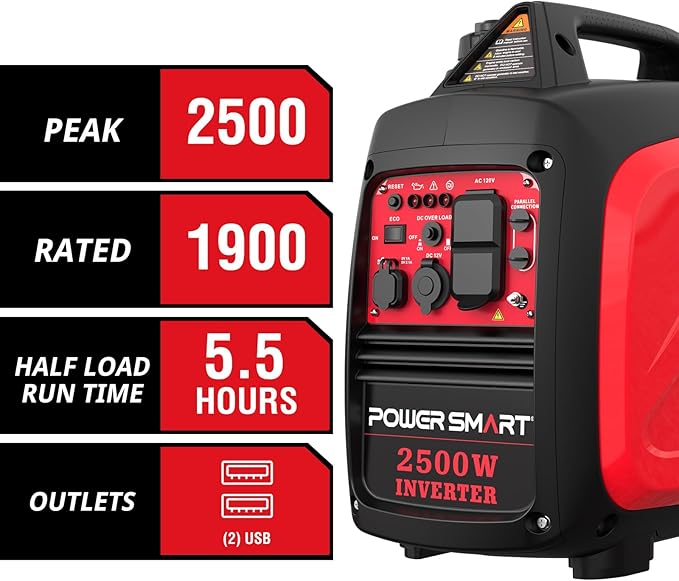 PowerSmart 2500-Watt Portable Inverter Generator with CO Protect for Camping