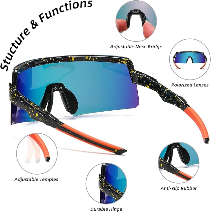 OMEKOL Two Sizes For Adults and Youth Polarized Sunglasses Men Women Outdoor Sport Baseball Glasses UV400 Cycling Eyewear