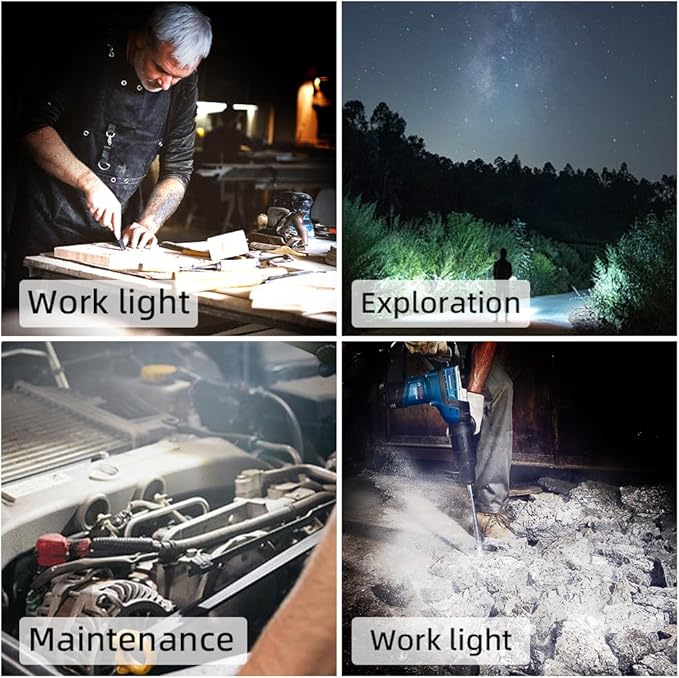 18W Cordless 2000LM LED Flashlight for Makita 18V Lithium-ion Battery, 5" Zinc Alloy Handheld Work Light with USB Charger Port for Camping, Hiking, Climbing, Job Site, Indoor & Outdoor Use
