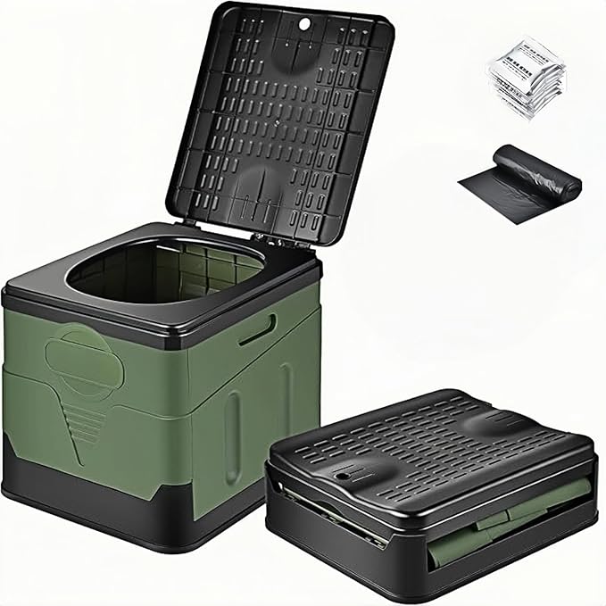 Portable Foldable Camping Toilet for Adult, Large Travel Porta Potty for Men&Women, Car/Caravan/Camper Toilet/Travel/Mobile Toilet, Lightweight & Multifunctional