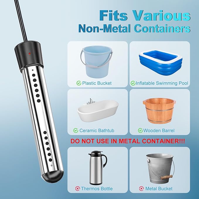 Portable Camping Shower with Heater, 6000mAh Rechargeable Portable Shower with 2000W Immersion Heater, LED Display, Heated Camping Shower for Travel, Hiking, Car, Pet