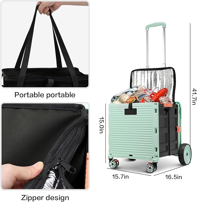 Cooler Bag Wheeled,Large Insulated Rolling Cooler Collapsible Leakproof Portable Hard Framed Ice Packs for Camping Picnic Beach Travel