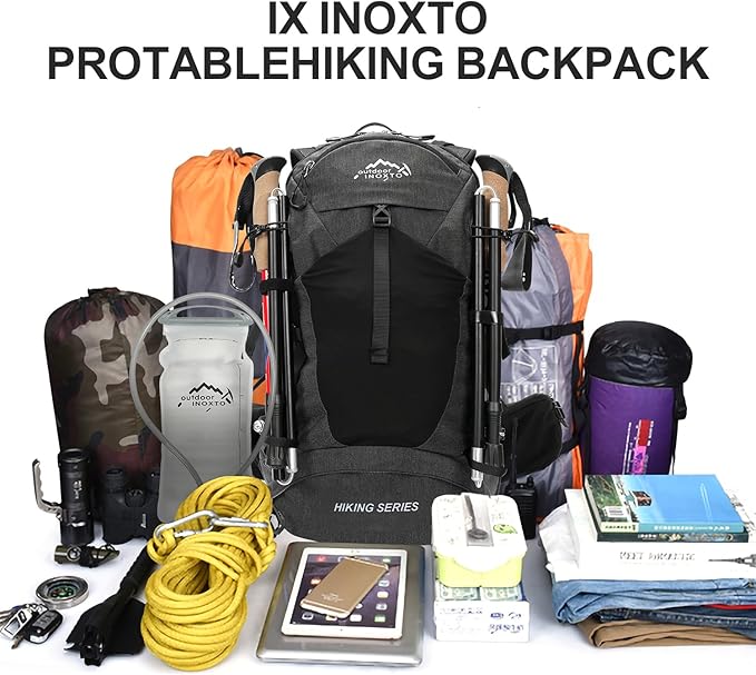 Hiking Backpack,35L Waterproof Hiking Daypack with 3L Water Bladder and Rain Cover, Lightweight Travel Camping Backpack for Men Women (Black)