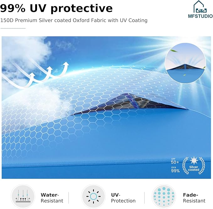 MFSTUDIO 10x10 Pop Up Canopy Tent, Gazebo Shelter Sun Shade Canopies Waterproof Patio Portable Popup Screened Tents for Beach,Parties,Camping,Blue