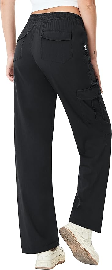Women's Cargo Hiking Pants Lightweight Casual Quick Dry Straight Leg Camping Travel Pant for Work Golf with Multi-Pocket