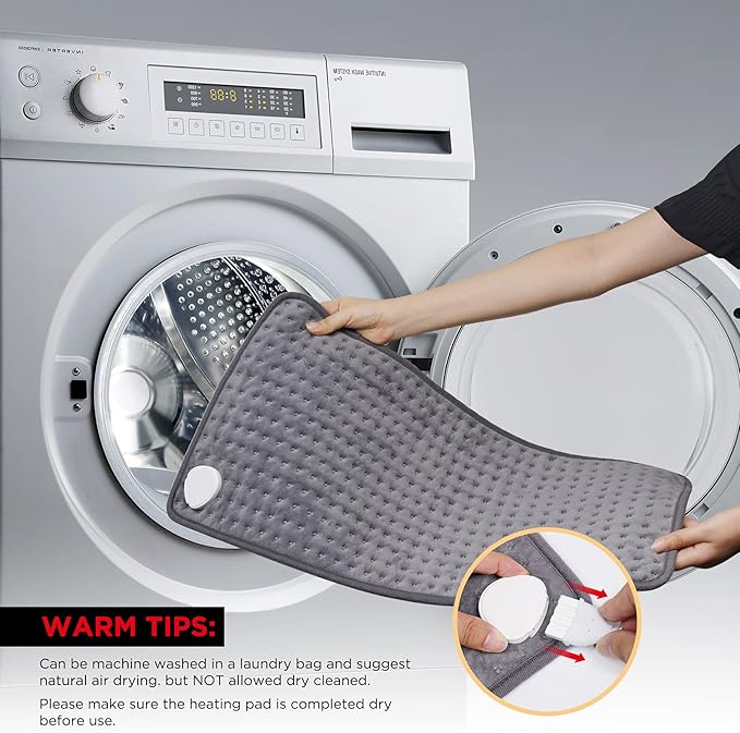 Large Electric Heating Pad for Back Pain and Cramps Relief Heat Therapy Pad for Shoulders Neck - Auto Shut Off & Fast Heating -Safety Heated Pad Fits Women and Men (12"x24")