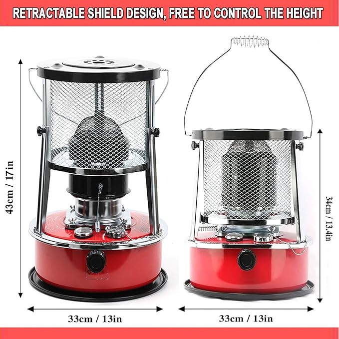 Kerosene Heater & Stove, Kerosene Heater for Indoor Use, 9000 BTU, Outdoor Camping Portable Camp Tent Heater for Ice Fishing, Hunting, Hiking, Survival Emergency & Patio(4.6L)