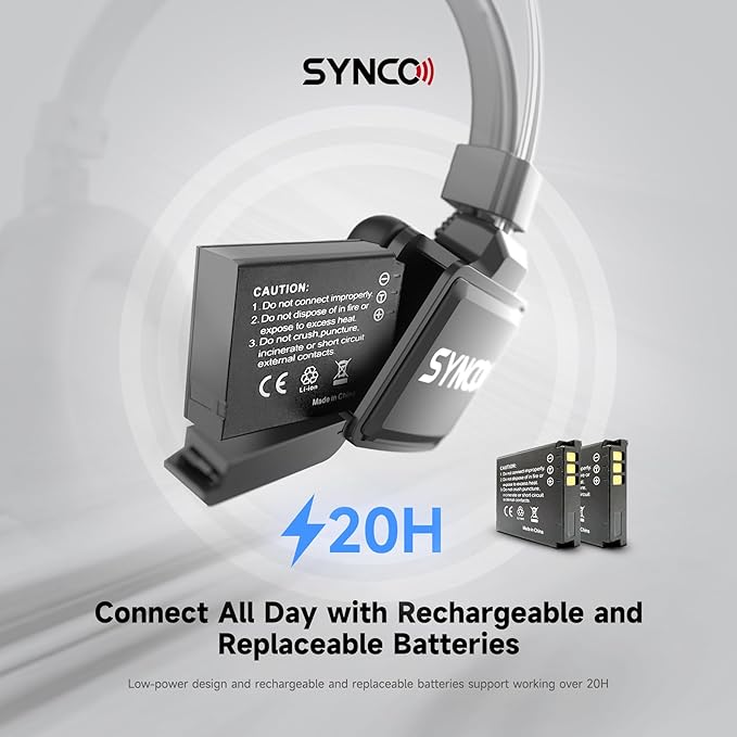 SYNCO XTALK X5 Wireless Headset Intercom System 2.4GHz Full Duplex 400 Meter Noise Cancellation Communication System for 5 Persons Live Streaming Movie Shoot Team Communication