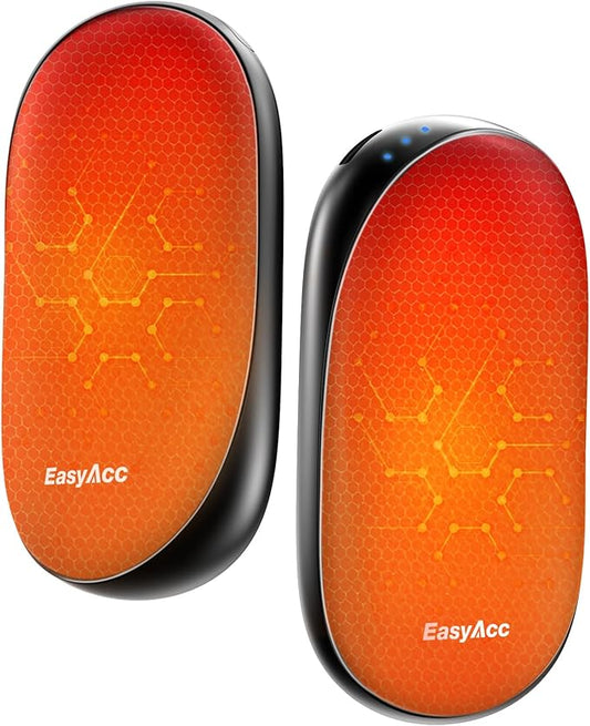 EasyAcc Hand Warmers Rechargeable 2 Pack, 10000mAh Magnetic Hand Warmers, 18Hrs Long Heating, with Camping Hook, Portable Power Bank, Pocket Size, Gifts for Christmas, Camping