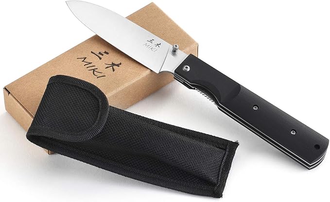 Miki 440A Stainless Steel Blade G10 Handle Japanese Kitchen Chef Folding Pocket Knife for Outdoor Camping Cooking