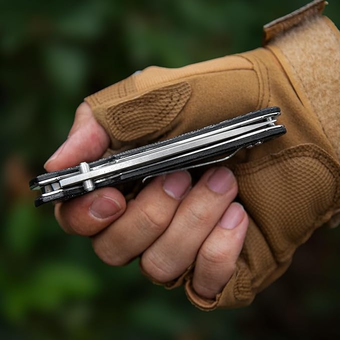 Pocket Knife for EDC, 3.54” D2 Blade Micarta Handle Flipper Folding Knife for Men Women with Thumb Stud & Deep Clip for Utility Daily Carry Camping Hiking Fishing