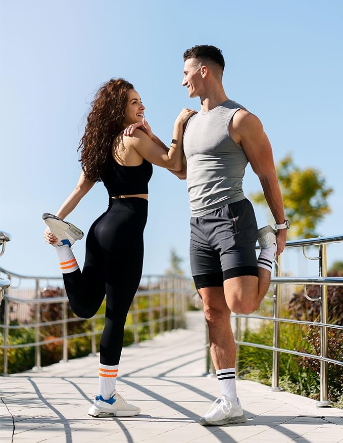 Airacker Athletic Socks Sport Running Calf Socks Performance Cushioned Breathable Crew Socks for Men Women(6 Pairs)
